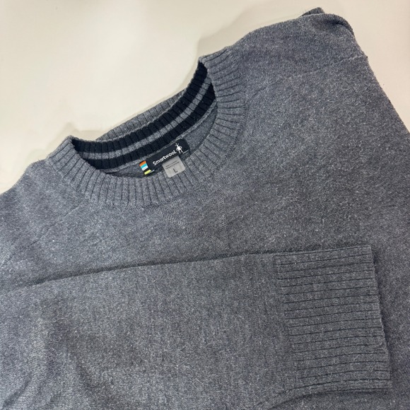 SMARTWOOL Men's Lightweight Wool Blend Sweater LG Gray Crewneck Winter Ski Snow - Picture 1 of 9